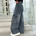 thumbnail image 7 of Otqutp Baggy Cargo Jeans for Teen Girls Y2K Elastic Waist Wide Leg Denim Pants Aesthetic Vintage Jeans with Multi Pockets, 7 of 7
