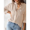 thumbnail image 3 of Charmo Striped Button Down Blouses Shirts for Womens Dress Shirts Long Sleeve Collared Blouses Work Business Casual Tops, 3 of 9