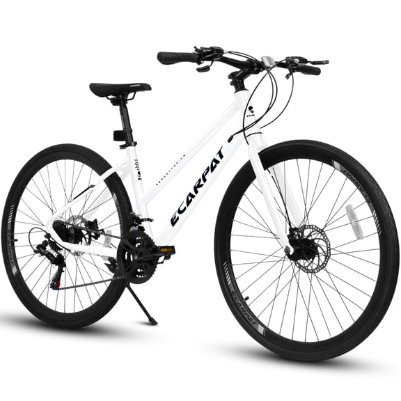 Ecarpat Road Bike 700C Tires, 21 Speeds Hybrid Bike for Men, Steel Alloy Lightweight Frame Disc Brake Racing Bike, City Commuting Road Bicycle for Men Women