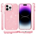 thumbnail image 2 of Glitter Clear Case for iPhone 15 Pro Max, Shining Sparkle TPU Military Grade Shockproof Cover Full Coverage Non-Yellowing Anti-Scratch Translucent Slim Lightweight Case, Pink, 2 of 8
