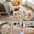 thumbnail image 5 of Round Area Rugs Collection 4 Ft, Spring Floral Non-Slip Residential Carpet, Watercolor Lavender Daisy Butterflies Beige Indoor Crawling Mats Runner Rugs for Living Room/Dining Room/Bedroom, 5 of 8