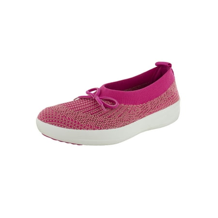 

Fitflop Womens Uberknit Ballet Flat With Bow Fuchsia/Dusky Pink US 7
