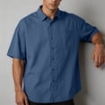 thumbnail image 6 of VgaVtl Short Sleeve Mens Collared Shirt Summer Blue Button Solid Color Mens Tops Casual Minimalist Everyday, 6 of 7