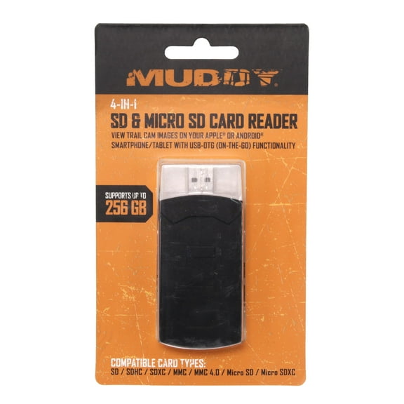 MUDDY Compact Portable IOS 4 IN 1 Card Reader USB C / MICRO USB / USB 2.0 / LIGHTNING | Compatible with SD, SDHC, SDXC, MMC/MMC 4.0, Micro SD, micro SDHC, micro SDXC