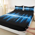 thumbnail image 3 of Homewish Geometric Stripes Twin Sheet Sets,Gradient Lines Printed Twin Fitted Sheet,Blue Black 03 For Teens,Ultra Soft Home Decor,3 Pieces, 3 of 7