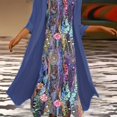 thumbnail image 1 of Plus Size Outfits Set, Women's Plus Floral Print Round Neck Tank Dress & Long Sleeve Coat Outfits Two Piece Set, 1 of 6
