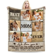 Best Mom Photo Custom Blankets With Photos And Name, Mom Christmas Photo Gift, Personalized Mom Birthday Gifts, We Love You Mom Blanket