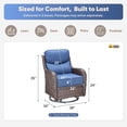 thumbnail image 3 of Jentlehouse 4-Piece Outdoor Swivel Chairs, Patio All-Weather Brown Wicker Rocker Glider Chairs with Blue Cushions for Balcony Poolside Deck Garden, 3 of 11