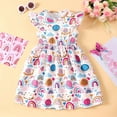 thumbnail image 2 of RTKFRFLM Toddler Girls Casual Dresses Fly Sleeve Cartoon Prints Summer Cute Midi Girl Sundress Dresses Flower Girl Dresses,Size 6-7 Years, 2 of 4