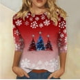 thumbnail image 2 of Aloohaidyvio Christmas 3/4 Sleeve Shirts for Women Merry and Bright Shirt Xmas Holiday Tshirt Christmas Lights Tee Tops, 2 of 6