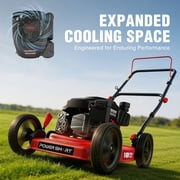 PowerSmart 18 144CC Gas Lawn Mower, 5-Position Height Adjustment, Metal Deck, Foldable Design, Up to 1/4 Acre