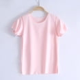 thumbnail image 3 of HAiming Girls Tops Short Sleeve Lightweight Breathable Classic T Shirts Summer Workout Tee Loose Casual Scoop Neck Kids Tops, 3 of 9