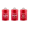 thumbnail image 2 of yuksok Kitchen Food Storage Canister Set 3 Pcs Coffee Tea Sugar Tins Red, 2 of 9