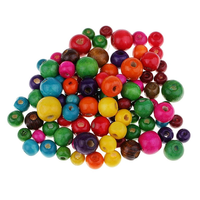 Red Wooden Beads Round, 1/2 inch, 3mm Hole, Pack of 100 Small Colored Beads for Crafts, Jewelry, Garlands, Spacers, and Macrame, by Woodpeckers