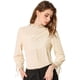thumbnail image 1 of INSPIRE CHIC Blusa Panel De Encaje Cuello Simulacro Mangas 3/4 Para Mujer Beige XL, 1 of 6