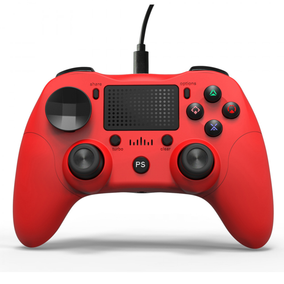 USB Kablolu Gamepad Oyun Denetleyicisi Dokunmatik Yüzeyli Ergonomik Oyun Kolu Çift Joystick Ayrılabilir USB Kablosu Kırmızı