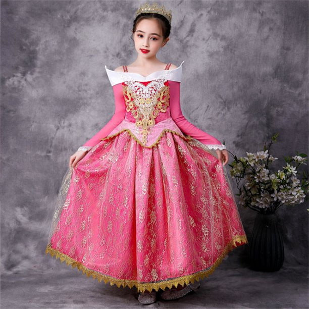 Jurebecia Girls Aurora Princess Dress up Fancy Dresses Birthday Party  Cosplay for Kids Ball Gown Evening Casual Outfits Dresses with Accessories  