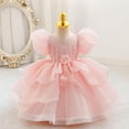 thumbnail image 5 of THDHVS Flower Girl Dress,Puff Sleeve Princess Party Gown Elegant Fashion Design for Girls Bridesmaid Birthday Dinner Stage Show,Girls Party Dress Pink 4-5 Years, 5 of 8