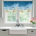 thumbnail image 4 of Blue Summer Beach Tie Up Curtains for Windows, Adjustable Balloon Window Shades, Nautical Coastal Beige Seaside Kitchen Window Treatments Farmhouse Short Curtains with Rod Pocket 42"x45", 4 of 8