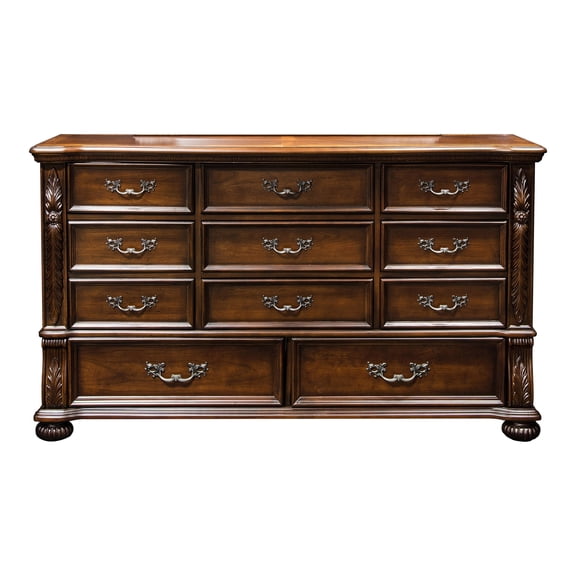 Furniture of America Hamlin Adult Traditional 11-Drawer Dresser, Brown Cherry