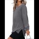 thumbnail image 3 of Sudadera de Cuello Redondo de Punto Gofre de Gran Tamaño para Mujer, Sudadera Informal de Larga con Laterales Gris XXL, 3 of 7