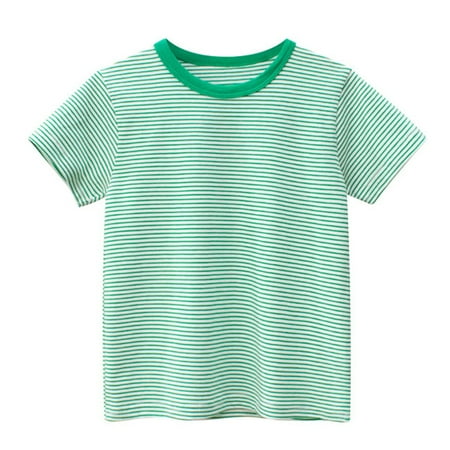 

Zlekejiko Toddler Kids Baby Boys Girls Striped Short Sleeve Crewneck T Shirts Tops Tee Clothes For Children