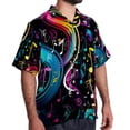 thumbnail image 2 of Note Men's Short Sleeve Poplin Shirt, Casual Printed Button Down Summer Beach Shirt - Unisex, 2 of 6