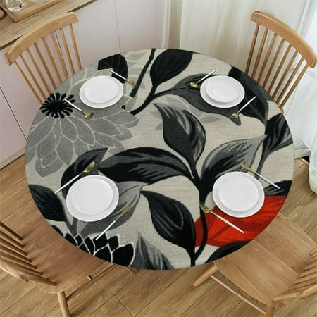 

YANMS Flowers Outdoor Fitted Round Table Cover 100% Polyester Fiber 31-35