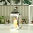 thumbnail image 2 of Decorative Medium Stainless Steel Candle Lanterns with Tempered Glass (Silver), 2 of 5