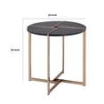 thumbnail image 5 of End Table with X Shaped Metal Base and Round Wooden Top Gold and Gray - Saltoro Sherpi, 5 of 6