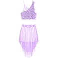thumbnail image 3 of iEFiEL Big Girls Lyrical Ballet Leotard Tutu Dress Sequins Crop Top with Skirt Purple 8, 3 of 5