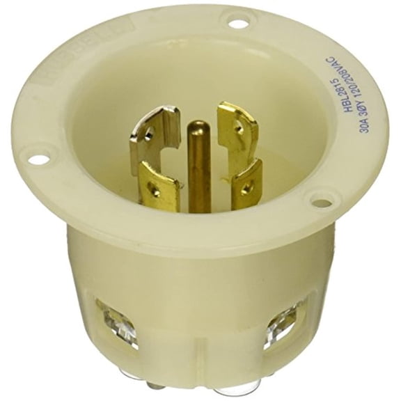 hubbell hbl2815 ac flanged inlet nema l21-30 male white