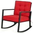 thumbnail image 6 of Gymax Outdoor Wicker Rocking Chair with Red Cushion, 6 of 10