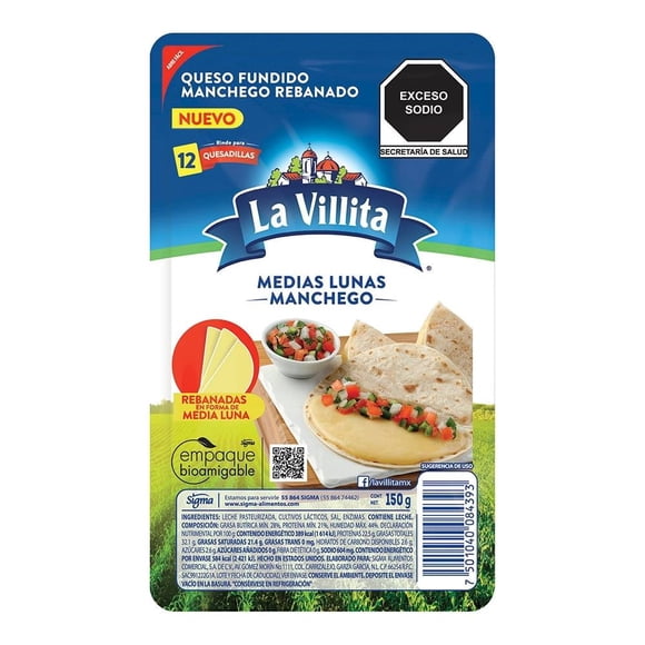Queso tipo manchego La Villita medias lunas 150 g