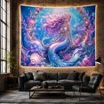 thumbnail image 6 of Mermaid Princess in Underwater Coral Reef Scene Mystical Fantasy for Kids Ocean Lovers Oceanic Wall Art Birthday Gift Tapestry Wall Hanging for Bedroom, Living Room and Dorm, 6 of 7