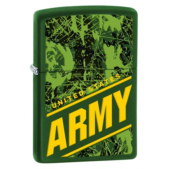 Zippo Lighter - Personalized Custom Message Engraved on Backside for U.S. Army Camouflage Green Matte #Z5001