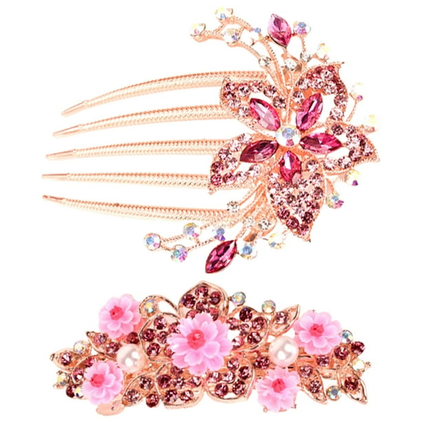 Peineta para el pelo de boda para novia, accesorios para el cabello de novia de cristal, pieza para el cabello para mujeres y niñas, regalo de vacaciones de Navidad para mujeres MFZFUKR CPB-CJZ1722-5