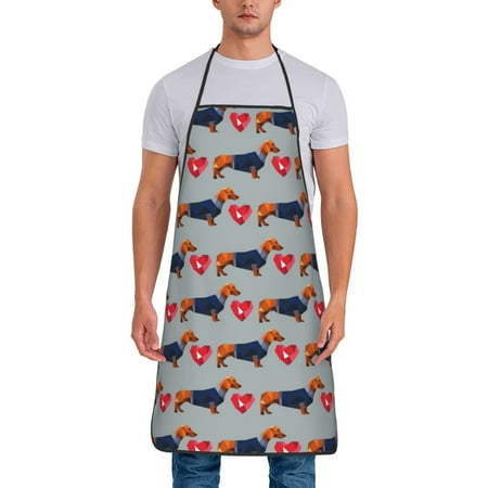 

Apron for Men Women Dachshund Dog Puppy Love Waterproof Chef Kitchen Baking Apron with Long Ties Aprons for Cooking Baking and Gardening Kitchen Collection