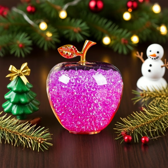 Adorno De Manzana De Cristal 1 pieza de adorno de manzana de cristal morado,regalo personalizado de Nochebuena para amigos y familiares,decoración romántica navideña. Rkxzt