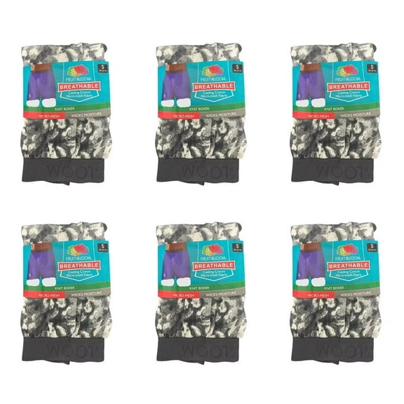 Fruit of the Loom Men's Knit Boxers 6-Pack Breathable Cooling Cotton Micro-Mesh Soft Flex Waistband