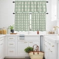 thumbnail image 3 of Green Love Heart Kitchen Curtains Valances and Tiers Set of 3 Pastoral Watercolor Cute Love Green Plaid Linen Tier Curtains and Valance with Rod Pocket for Small Windows, 27.5"x36", 3 of 9