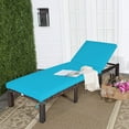 thumbnail image 2 of Costway 2PCS Outdoor Rattan Lounge Chair Chaise Recliner Adjustable Cushioned Turquoise, 2 of 12