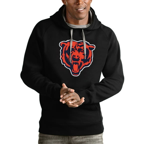 Men's Antigua Black Chicago Bears Victory Pullover Hoodie