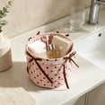 thumbnail image 4 of Hyknon Quilted Storage Basket, Cute Dots Cherry Roses Heart Prints Decorative Storage Boxs with Bow, Boho Car Organizer Bin, Round /Square Makeup Storage Basket for Women Bedroom Vanity Closet Home, 4 of 7