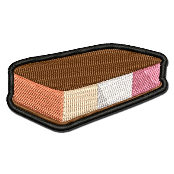 Ice Cream Sandwich Neapolitan Applique Multi-Color Embroidered Iron-On Patch - 2.5 Inch Small
