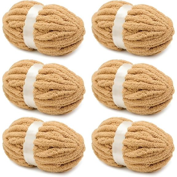 6Pack (32 yds, 8.5 oz Each Pack) Chunky Chenille Yarn for Crocheting, Giant Yarn for Hand Knitting, Super Soft Jumbo Blanket Yarn Pink