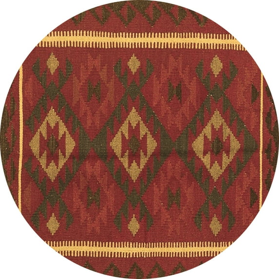 Ahgly Company Indoor Round Oriental Brown Traditional Area Rugs, 8' Round