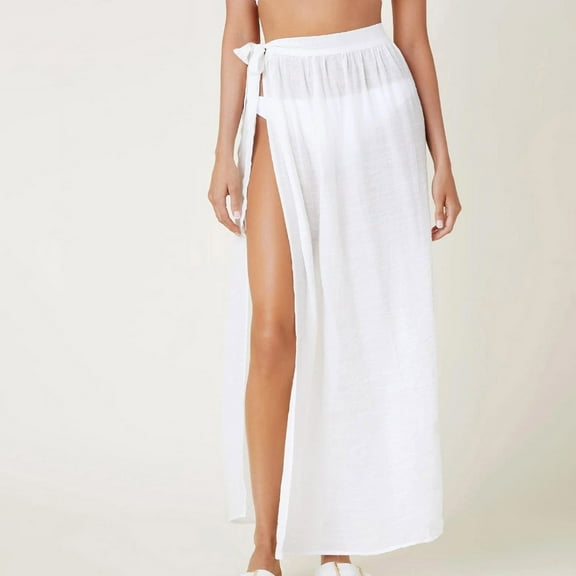 QENGING Summer Skirts for Women Solid Swimsuit Cover Up Mesh Bikini Swimwear Beach Cover-Ups Wrap Skirt Deals