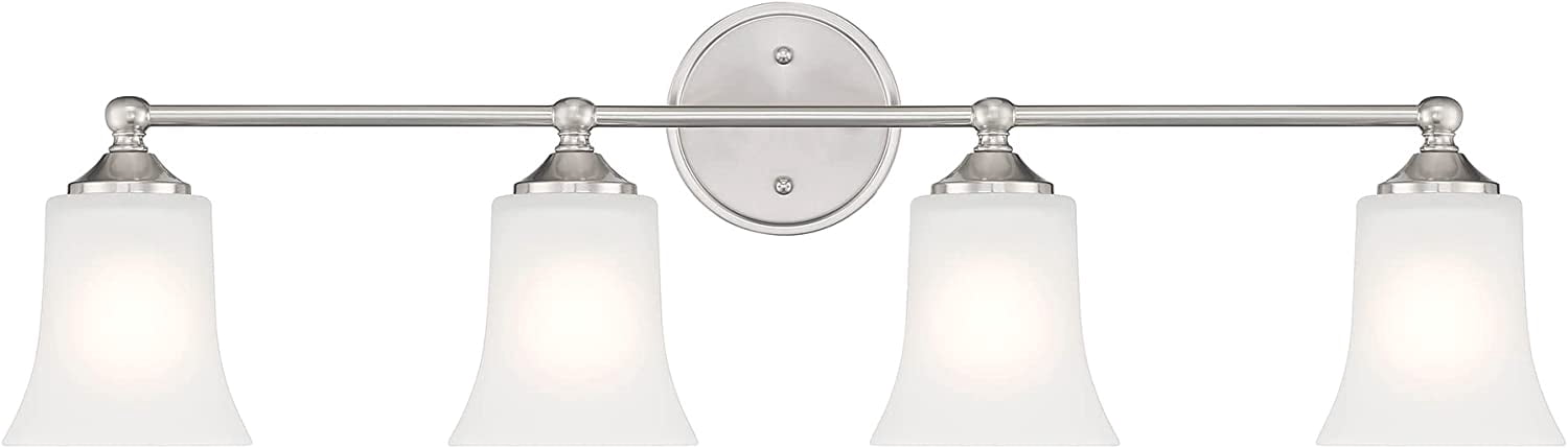 Designers Fountain Bronson 4 Light Brushed Nickel Bathroom Vanity Light Fixture, D278M-4B-BN