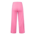 thumbnail image 6 of Women's Solid Color Sweatpants, High Waist Wide Leg Elastic Waist Lounge Pants, Loose Fit Workout Trousers for Fall, Casual Wear, Yoga and Daily Loungewear Pink L, 6 of 9